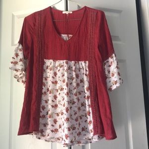 Floral and red boutique top